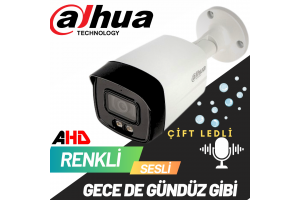 Dahua HAC-HFW1209TLM-A-LED-0360B 2MP 1080P Sesli Gece Renkli Full Color AHD Kamera