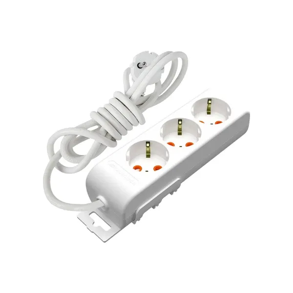 Mutlusan Rı-Tech Üçlü Topraklı Grup Priz Çocuk Korumalı 2 Metre Kablolu - Beyaz