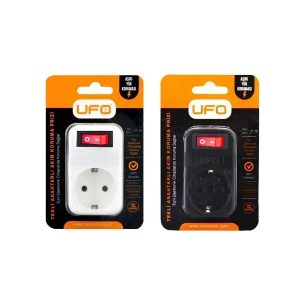 Ufo Akım Korumalı Tekli Anahtar Priz Beyaz