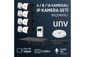Uniview UNV Gece Renkli Sesli 4MP  Sesli 4 - 8 - 16 Kameralı H265+ Ultra HD Tak Çalıştır IP Set Seçenekli Hazır Kamera Seti Kendi Setini Oluştur