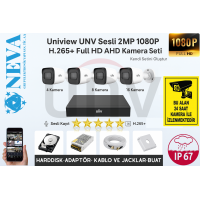 Uniview UNV Sesli 2MP 1080P 4 - 8 - 16 Kameralı H265+ Full HD AHD Set Seçenekli Hazır Kamera Seti Kendi Setini Oluştur