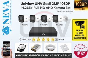 Uniview UNV Sesli 2MP 1080P 4 - 8 - 16 Kameralı H265+ Full HD AHD Set Seçenekli Hazır Kamera Seti Kendi Setini Oluştur