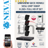 Uniview UNV Gece Renkli Sesli 2MP 1080P Sesli 4 - 8 - 16 Kameralı H265+ Full HD IP Set Seçenekli Hazır Kamera Seti Kendi Setini Oluştur