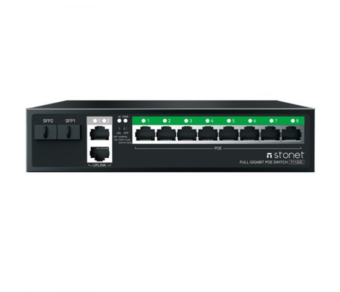 Stonet 8 Port Poe Full Gigabit 2XGB Ethernet 2XSFP 2 SFP Girişli 120 Watt Poe Switch
