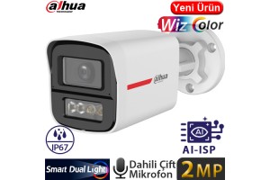 Dahua HAC-HFW1249X-A-PRO-0280B-DIP Çift Mikrofonlu Sesli Gece Renkli 2MP 2.8MM WIZCOLOR IP67 HDCVI AHD Bullet Kamera-50MT