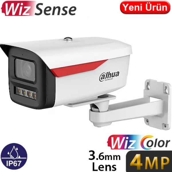 Dahua IPC-HFW2449M-S-B-PRO 4MP H265+ Wizcolor Renkli Sesli Poe IP Bullet Kamera