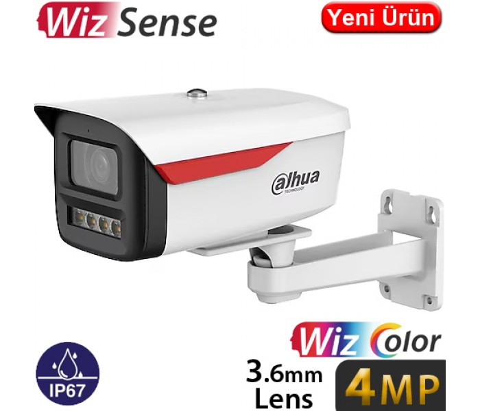 Dahua IPC-HFW2449M-S-B-PRO 4MP H265+ Wizcolor Renkli Sesli Poe IP Bullet Kamera