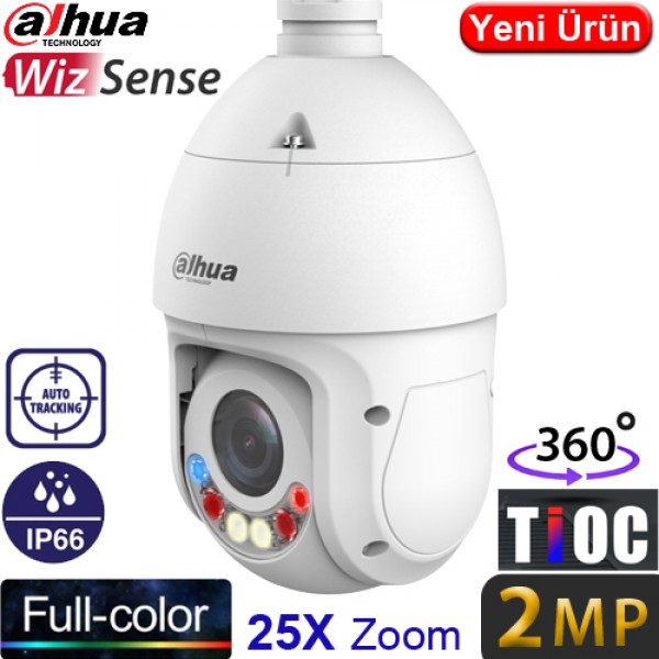Dahua SD4E225GB-HNR-A-PV1 Gece Renkli Otomatik Takipli H265+ 2MP 1080P 25X TİOC WIZSENSE Fullcolor Poe Akıllı IP PTZ Kamera Ayak Dahil
