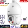 Dahua SD4E425GB-HNR-A-PV1 Gece Renkli H265+ 4MP Otomatik Takipli 25X TİOC WIZSENSE Fullcolor Poe Akıllı IP PTZ Kamera Ayak Dahil