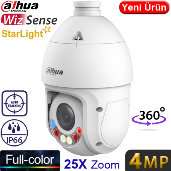 Dahua SD4E425GB-HNR-A-PV1 Gece Renkli H265+ 4MP Otomatik Takipli 25X TİOC WIZSENSE Fullcolor Poe Akıllı IP PTZ Kamera Ayak Dahil