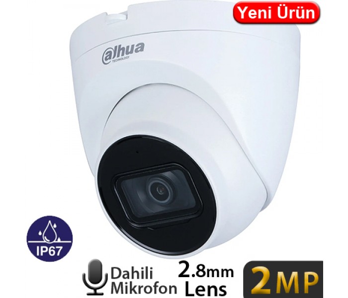 Dahua IPC-HDW1230V-SA-0280B 2MP 1080P H265+ 2.8MM Sesli Starlight İnsan Ve Araç Analizli Poe IP Dome Kamera
