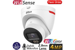 Dahua IPC-HDW2449T-S-LED-PRO-0280B 4MP H265+ Gece Renkli Akıllı Çift Işıklı Wizcolor Poeli IP Dome Kamera