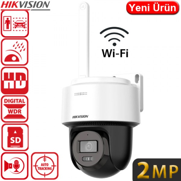 Hikvision DS-2DE2C200IWG/W 2MP 1080P Karşılıklı Konuşmalı Sesli 2.8MM 512GB SD Dış Ortam Wifi PT Kamera 30Mt.