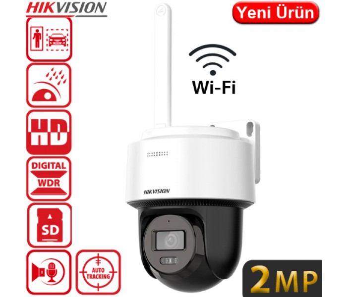 Hikvision DS-2DE2C200IWG/W 2MP 1080P Karşılıklı Konuşmalı Sesli 2.8MM 512GB SD Dış Ortam Wifi PT Kamera 30Mt.