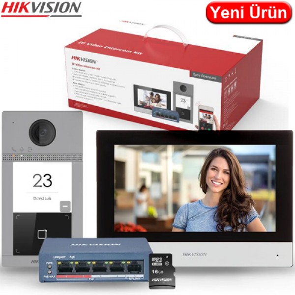 Hikvision DS-KIS604-S Tak Çalıştır Hazır Ip İntercom Villa Set Diafon