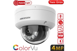 Hikvision DS-2CD1141G2-LIUF H265+ 4MP 2.8MM Gece Renkli Smart Hybrit Light Sesli POE IP Dome Kamera 20MT