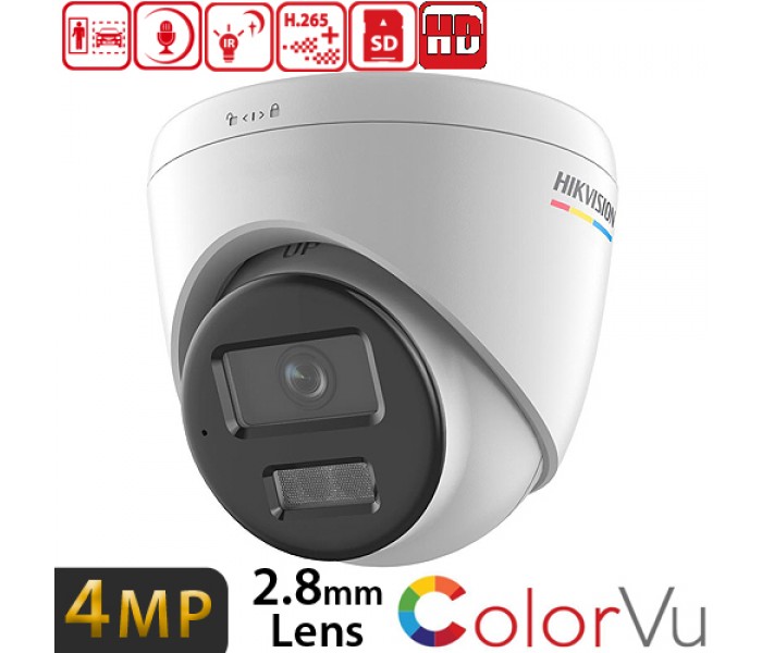 Hikvision DS-2CD1347G2H-LIUF H265+ 4MP 2.8MM 120dB WDR COLORVU Gece Renkli Sesli Poe IP Dome Kamera