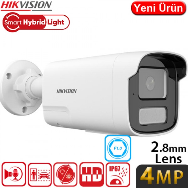 Hikvision DS-2CD1T47G2H-LIUF/SL 4MP H265+ 2.8mm Gece Renkli Akıllı Çift Işıklı Çift Yönlü Konuşmalı Sesli Poe IP Bullet Colorvu Kamera