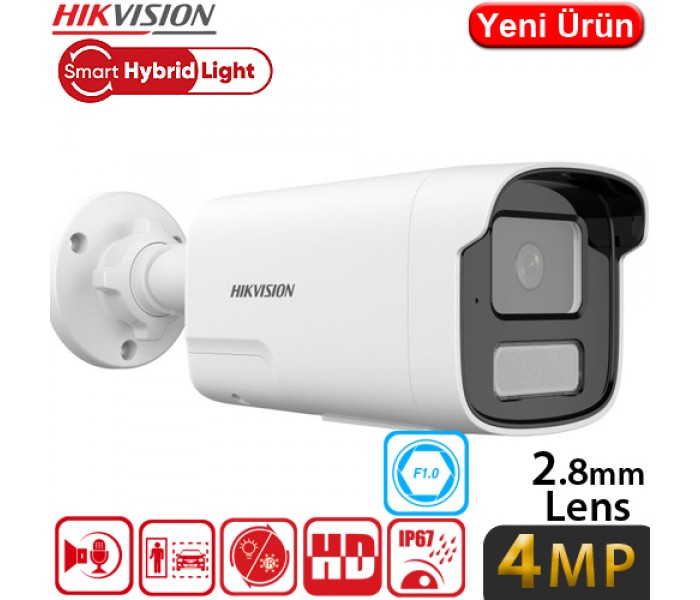 Hikvision DS-2CD1T47G2H-LIUF/SL 4MP H265+ 2.8mm Gece Renkli Akıllı Çift Işıklı Çift Yönlü Konuşmalı Sesli Poe IP Bullet Colorvu Kamera