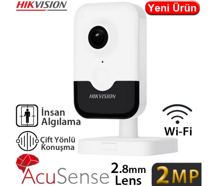 Hikvision DS-2CD2423G2-IW H265+ 2MP 1080P 2.8 mm Poeli IP Küp Kamera 2.8mm WiFi - 2 yönlü ses