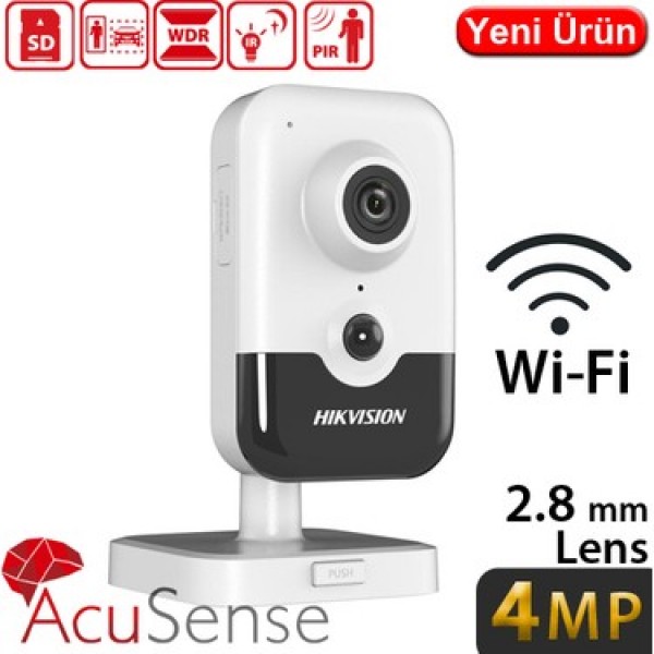 Hikvision DS-2CD2443G2-IW 4MP H265+ Karşılıklı Konuşmalı Akıllı Poeli Wifi IP Küp Kamera