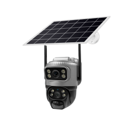 Solar Panelli 6MP Çift Yönlü Konuşmalı Hareket Takipli Wifi Çift Lensi IP PTZ Kamera 