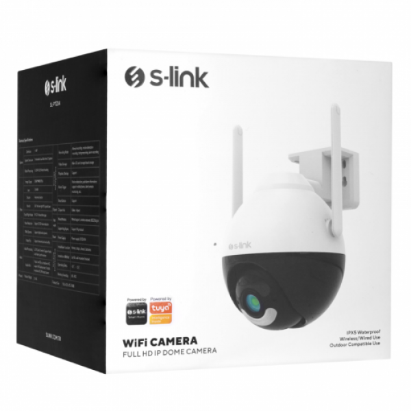 S-LINK SL-PTZ04 Akıllı Güvenlik Kamerası WiFi 4Mp 3.6mm Lens 25mt Gece Görüşü Hareket algılama İki Yönlü Ses Micro SD Kartlı TUYA Yazılım IP PT