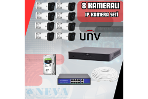Uniview UNV Sesli 2MP 1080P H265+ Full HD 8 Kameralı Poeli Hazır IP Kamera Seti