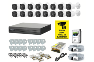 Dahua 16 Kameralı XVR1B16 H265+ 2mp 1080P AHD Hdcvı Full Hazır 16Lı Set Dıs Mekan 