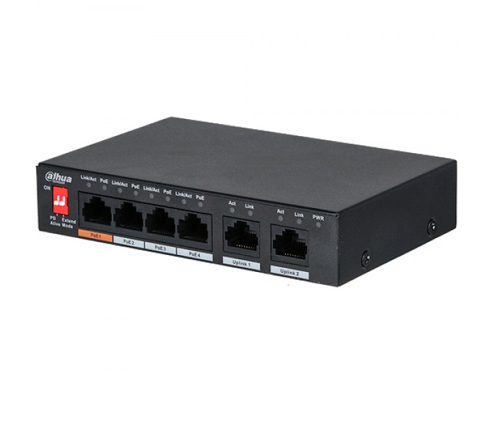 Dahua PFS3006-4ET-60-V2 4-Port 60W Hızlı Ethernet PoE Switch