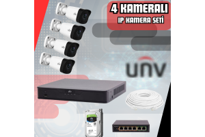 Uniview 2MP 1080P Sesli Full HD 4 Kameralı Poeli Hazır IP Kamera Seti