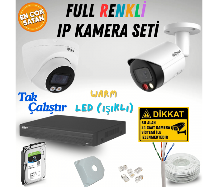 Dahua 2MP Renkli Sesli HD 4 - 8 - 16 Kameralı Full HD IP Set Seçenekli Hazır Kamera Seti Kendi Setini Oluştur