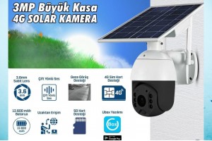 Kablosuz 3MP 4G Sim Kartlı Solar Güneş Enerjili 12.600 mAH Bataryalı Büyük Kasa Ptz Kamera
