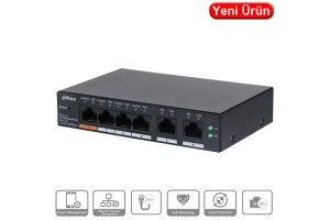 Dahua CS4006-4ET-60 4 Port Poe Cloud Yönetilebilir Poe Switch 60 Watt 