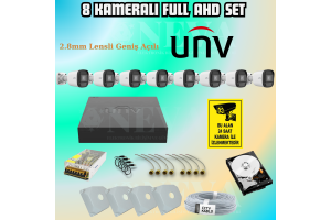 Uniview UNV 2MP 1080P Sesli H265+ Full HD 8 Kameralı Hazır AHD Kamera Seti