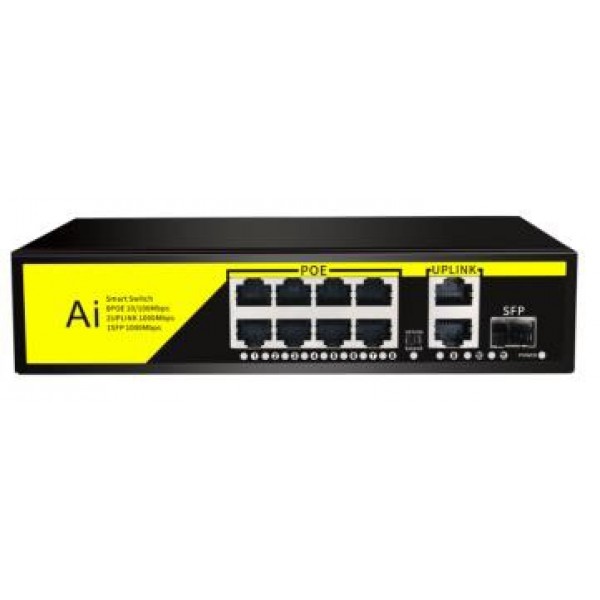 Aİ 8 Port Poe 2 Uplink Gigabit 1SFP 120Watt Poe Switch