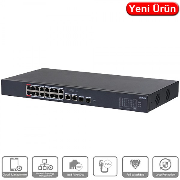 Dahua CS4218-16ET-240 16 Port Poe Switch Yönetilebilir Poe Switch