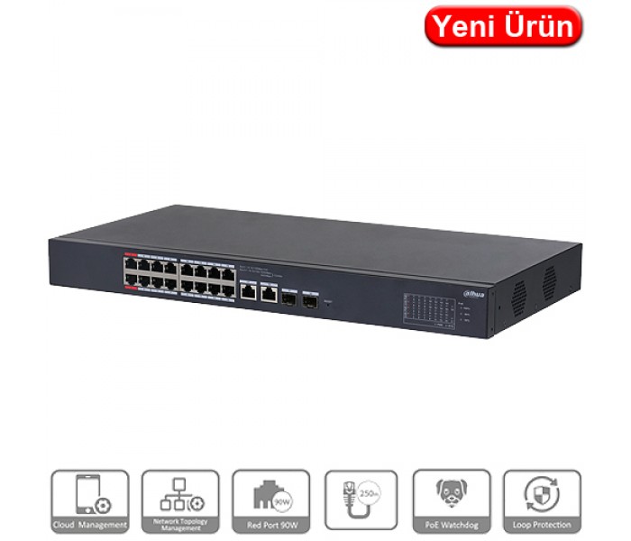 Dahua CS4218-16ET-240 16 Port Poe Switch Yönetilebilir Poe Switch
