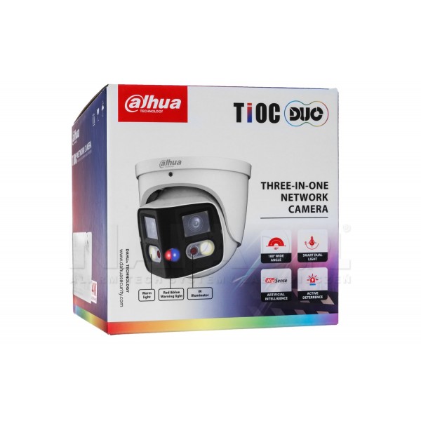 Dahua IPC-PDW3849-A180-AS-PV 2 X 4MP 8MP 180 Derece Süper Geniş Açılı Sesli Alarmlı IP Dome Kamera