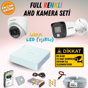 Hikvision 2MP 1080P Renkli 2 - 4 - 8 - 16 Kameralı Full Color Gündüz Ve Gece Renkli AHD Kamera Seti Tak Çalıştır Seçenekli Set