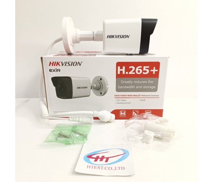 Hikvision DS-2CD1023G0-IUF Sesli Dahili Mikrofounlu 2MP 1080P 4MM Lens H265+ Poe IP IR Gece Görüşlü Bullet Kamera