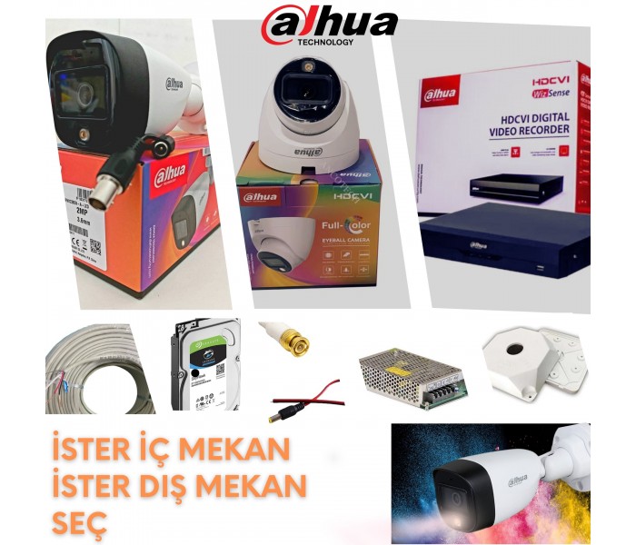 DAHUA XVR1B04 H265+ 2mp 1080P 1 Kameralı  240GB SSD'Lİ 25mt Kablo Full Set
