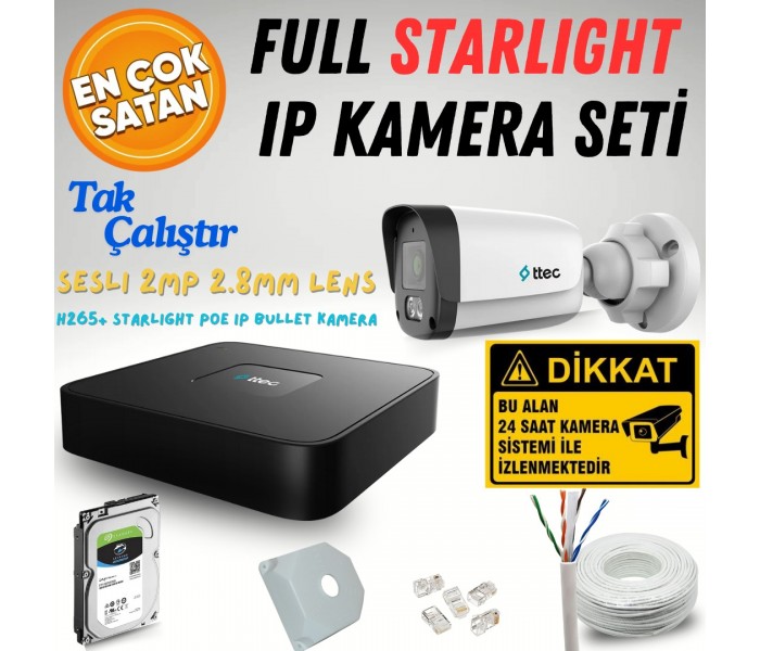 ttec 2MP 1080P 4 - 8 - 16 Kameralı Sesli IP Set Full HD Seçenekli Tak Çalıştır Hazır Kamera Seti Kendi Setini Oluştur