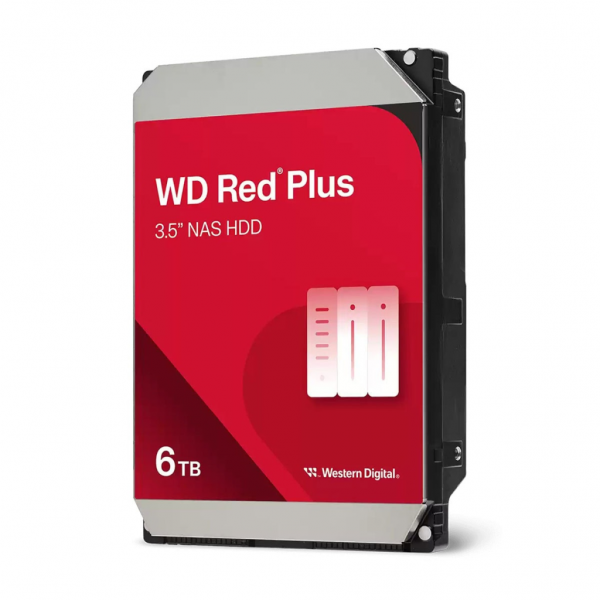 WD RED Plus, WD60EFPX, 3.5", 6TB, 256Mb, 5400 Rpm, 7/24 GÜVENLİK-NAS-SERVER, HDD