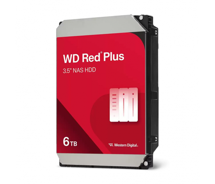 WD RED Plus, WD60EFPX, 3.5", 6TB, 256Mb, 5400 Rpm, 7/24 GÜVENLİK-NAS-SERVER, HDD
