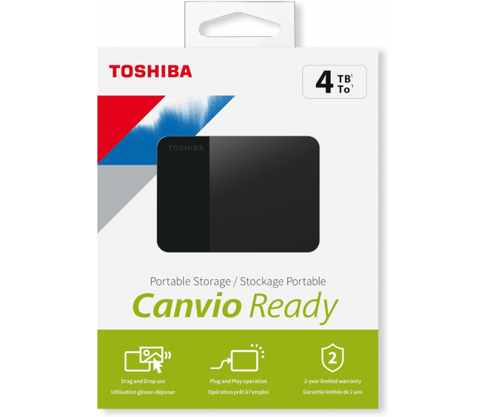 TOSHIBA HDTP340EK3CA, Canvio Ready, 4TB, 2.5" USB 3.0, Taşınabilir, Harici HDD, (Black)