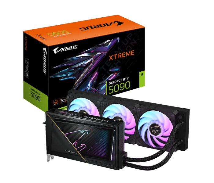 GIGABYTE GV-N5090AORUSX W-32GD, RTX5090, XTREME WATERFORCE, 32Gb, GDDR7, 512BIT, 3 Fanlı, 1xHDMI, 3xDP, GAMING Ekran KARTI