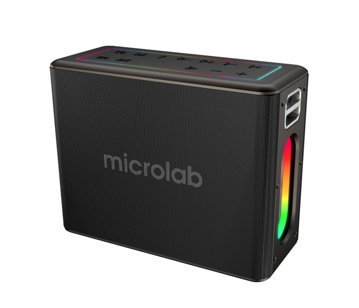 MICROLAB M60 Vega, 100W, Taşınabilir, BT/USB/AUX/TF/Type-C, RGB Işıklı, 15000mAh Batarya, 2adet Mikrofon, Karaoke/Parti, Bluetooth Speaker,