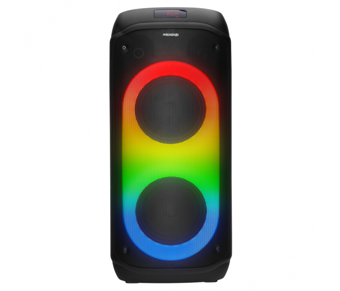 MICROLAB M61, 80W, Taşınabilir, BT/USB/AUX/TF/TWS, RGB Işıklı, 2400mAh Batarya, 2adet VHF Mikrofon, Karaoke/Parti, Bluetooth Speaker,