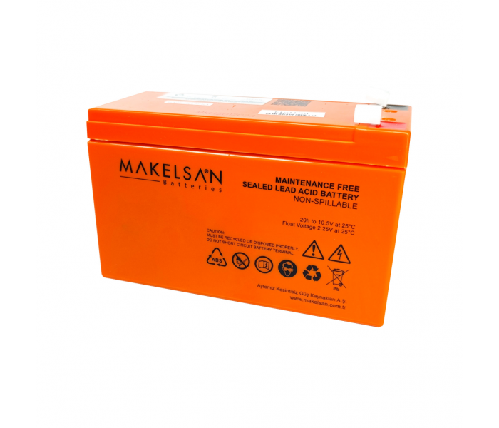 MAKELSAN 12V 9Ah, Bakımsız, Kuru Akü. UPS için Uygundur.